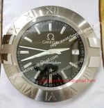 Replica Omega Constellation Wall Clock Black Face Stainless Steel